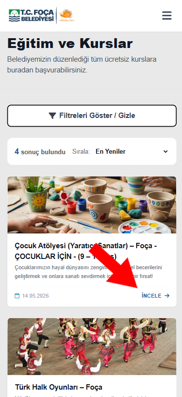 Kurs ve Etkinlik Listesi